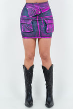 Load image into Gallery viewer, Dark Denim Cargo Denim Skirt with Foil
