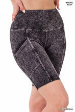 Load image into Gallery viewer, Mineral Wash Wide Waistband Pocket Leggings
