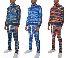 Load image into Gallery viewer, Mens Print Full Zip Track Suit Set
