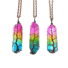Load image into Gallery viewer, Stone Crystal Pillar Tree Of Life Pendant Fashion Necklace
