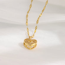 Load image into Gallery viewer, Womens Double-Layer Love With Rhinestones Titanium Steel Pendant Fashion Necklace - Jewelry
