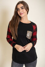 Load image into Gallery viewer, Plus Checker Sleeve Sequin Pocket Tunic
