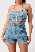 Load image into Gallery viewer, Denim 2PC Short Set
