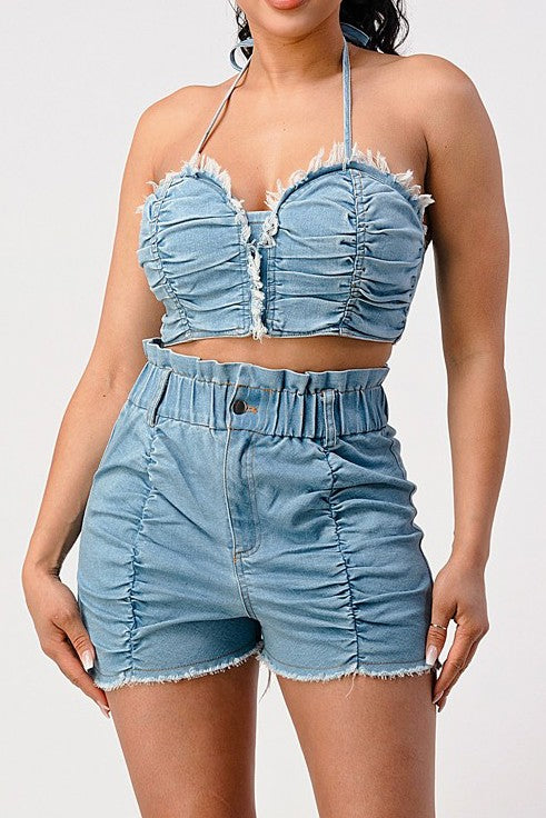 Denim 2PC Short Set