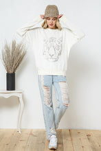 Load image into Gallery viewer, French Terry Tiger Studded Star Graphic Sweatshirt
