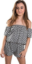 Load image into Gallery viewer, Kids Checkered Off The Shoulder Romper
