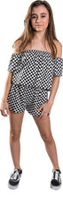 Load image into Gallery viewer, Kids Checkered Off The Shoulder Romper
