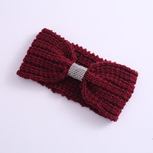 Load image into Gallery viewer, Winter Rhinestone Bow Knitted Head Band
