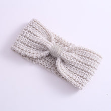 Load image into Gallery viewer, Winter Rhinestone Bow Knitted Head Band
