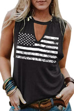 Load image into Gallery viewer, Black Cutout American Flag Print Tank Top
