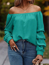 Load image into Gallery viewer, Ruched Off-Shoulder Long Sleeve Blouse
