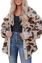 Load image into Gallery viewer, Womens / Teen Girls - Khaki Cow Spots Pattern Corduroy Shacket
