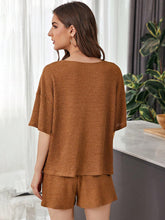 Load image into Gallery viewer, Full Size Waffle-Knit Dropped Shoulder Top and Shorts Set
