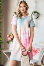 Load image into Gallery viewer, Tie-Dye Round Neck Short Sleeve Slit Dress
