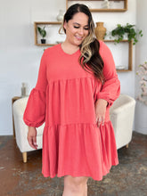 Load image into Gallery viewer, Double Take Full Size V-Neck Balloon Sleeve Tiered Dress
