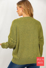 Load image into Gallery viewer, Plus Size Long Sleeve Mineral Washed Cable Sweater
