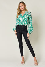 Load image into Gallery viewer, Double Take Full Size Printed Ruffle Trim Balloon Sleeve Shirt
