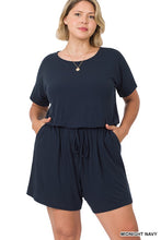 Load image into Gallery viewer, Plus Romper with Elastic Waist &amp; Back
