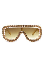 Load image into Gallery viewer, Women Oversize Rhinestone Aviator Sunglasses
