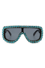 Load image into Gallery viewer, Women Oversize Rhinestone Aviator Sunglasses
