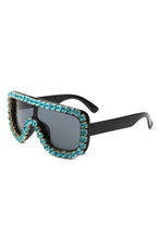 Load image into Gallery viewer, Women Oversize Rhinestone Aviator Sunglasses
