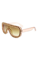 Load image into Gallery viewer, Women Oversize Rhinestone Aviator Sunglasses
