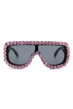 Load image into Gallery viewer, Women Oversize Rhinestone Aviator Sunglasses
