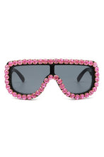 Load image into Gallery viewer, Women Oversize Rhinestone Aviator Sunglasses
