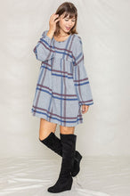 Load image into Gallery viewer, Plaid Empire Waist Balloon Sleeve Mini Dress
