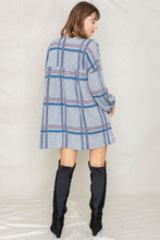 Load image into Gallery viewer, Plaid Empire Waist Balloon Sleeve Mini Dress
