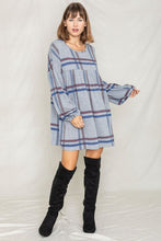 Load image into Gallery viewer, Plaid Empire Waist Balloon Sleeve Mini Dress
