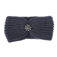 Load image into Gallery viewer, Rhinestone Pendant Ribbed Winter Headband
