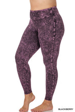 Load image into Gallery viewer, Womens Plus Size - Mineral Washed Wode Waistband Yoga Leggings
