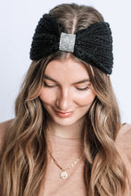 Load image into Gallery viewer, Winter Rhinestone Bow Knitted Head Band
