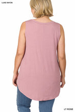 Load image into Gallery viewer, Plus Luxe Rayon Sleeveless V-Neck Hi-Low Hem Top
