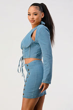 Load image into Gallery viewer, Denim Top and Skirt Set
