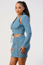 Load image into Gallery viewer, Denim Top and Skirt Set
