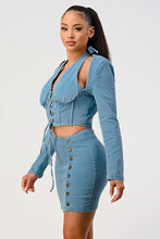 Load image into Gallery viewer, Denim Top and Skirt Set
