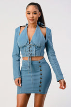 Load image into Gallery viewer, Denim Top and Skirt Set
