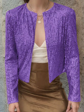 Load image into Gallery viewer, Full Size Sequin Open Front Cropped Jacket
