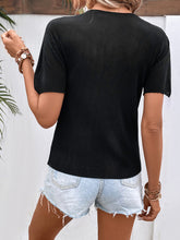 Load image into Gallery viewer, Ribbed Round Neck Short Sleeve T-Shirt
