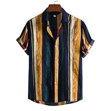 Load image into Gallery viewer, 16 Styles - Men&#39;s / Men&#39;s Plus Size - Cotton Polyester Summer Short Sleeve Striped Hawaiian Beach Shirts Ti Amo I love you
