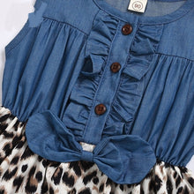 Load image into Gallery viewer, Baby / Kids - Girls - Sleeveless Blue / Leopard Cotton Dress
