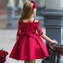 Load image into Gallery viewer, Toddler / Kids - Girls - Lace Tip - Strap Off the Shoulder Formal Dress
