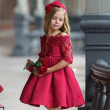 Load image into Gallery viewer, Toddler / Kids - Girls - Lace Tip - Strap Off the Shoulder Formal Dress
