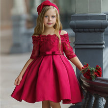 Load image into Gallery viewer, Toddler / Kids - Girls - Lace Tip - Strap Off the Shoulder Formal Dress
