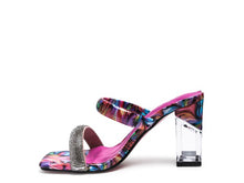 Load image into Gallery viewer, KRYPTON Clear Block Heeled Marble Print Slides
