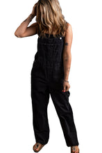 Load image into Gallery viewer, Black Adjustable Buckle Straps Multi Pocket Denim Overalls
