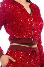 Load image into Gallery viewer, Red Sexy Sequin Two Piece Pants Set
