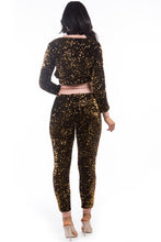 Load image into Gallery viewer, Brown Sexy Sequin Two Piece Pants Set
